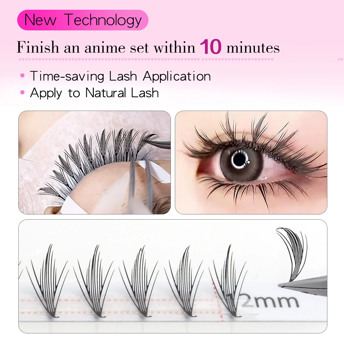 ラッシュオンリー フェザーシェイプ ミンクまつげエクステ アニメソフトプルーム プレメイドファン フラッタリングアイラッシュ コミックウィングエフェクト 目元美容用