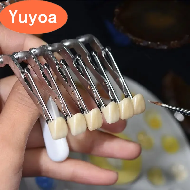 

Denture False Teeth Clip Dental Instruments Veneer Porcelain Brush Glazing Handle Temporary Crown Holder Clamps