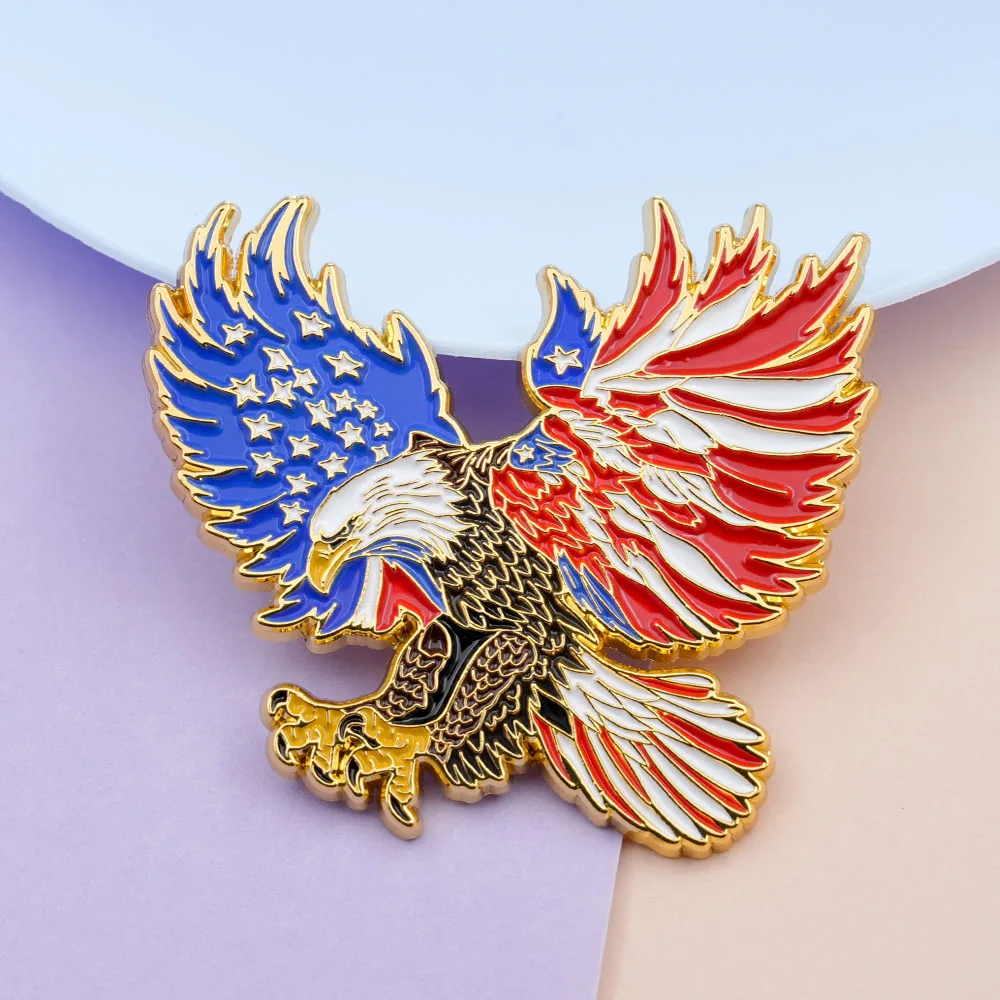 Bald Eagle American Flag Alloy And Enamel Lapel Pin