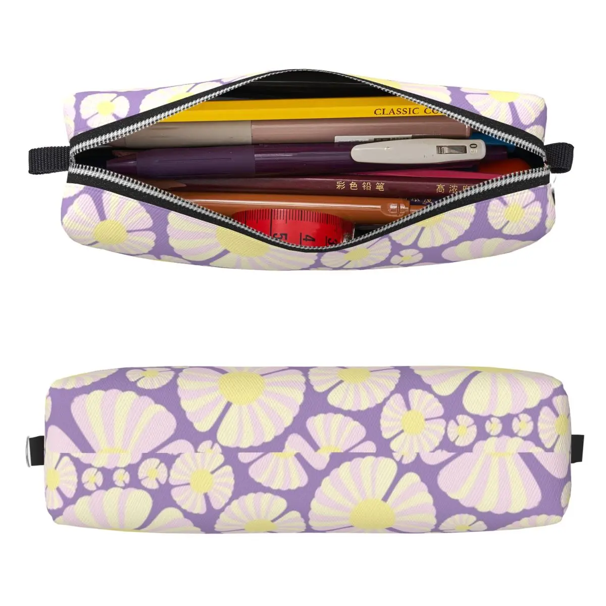 Happy Daisy Pencil Case Cute Flower Floral Pen Holder Bags Girls Boys Large Storage Office Zipper Pencilcases