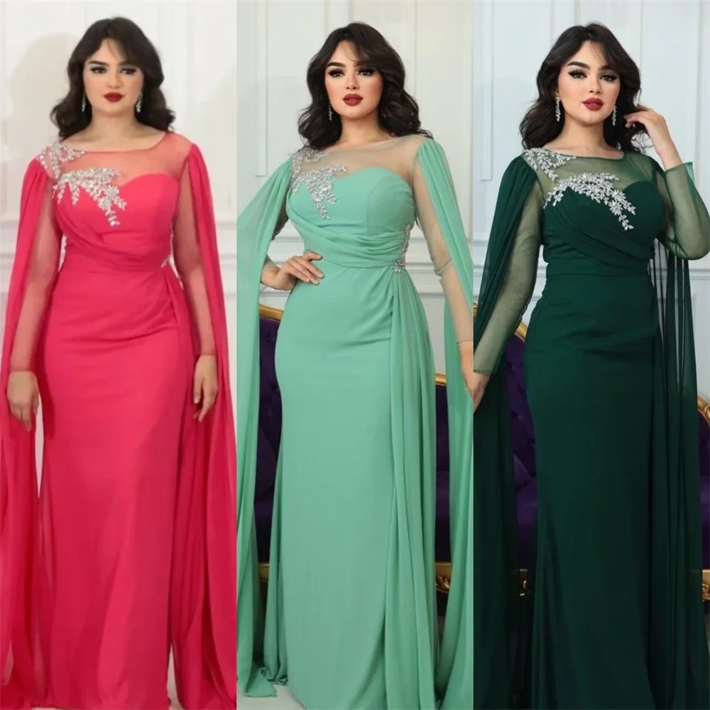 

Customized Evening Gown Saudi Arabia Formal Sheer Straps Column Floor Length Skirts Vertically Bespoke Occasion Dresses Dearin Y