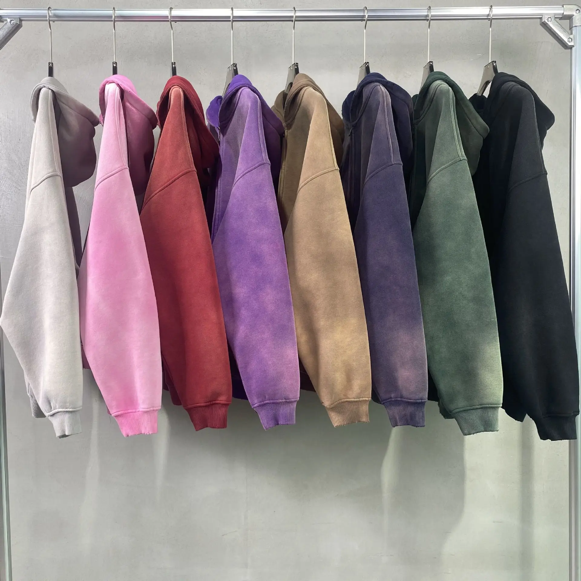 

Mens Fleece Lined Zipper Hoodies Oversized Set High Street Washed Wax Dye Jogger Uniform Retro Trousers Suit Casual Tapered Pant