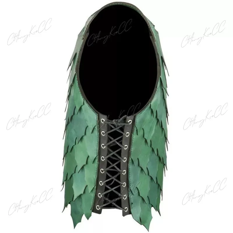 Fantasia Cosplay Medieval Masculina, Couro PU, Colete de Escala, Armadura Larp, Cavaleiro, Guerreiro, Duplo Verde, Jersey, Cuirass, Roupa Cosplay, SCA Mesa, SCA