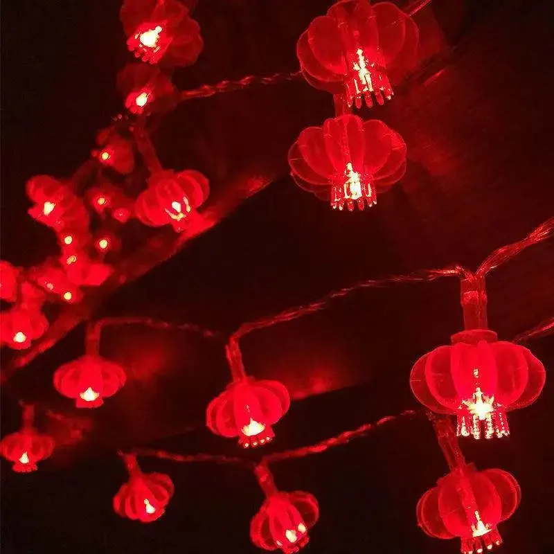 Piscando LED ano novo chinês lanterna vermelha, corda de nó, lanterna decorativa, festival lanterna decorações para casa, 3 m, 20 LED, 2024