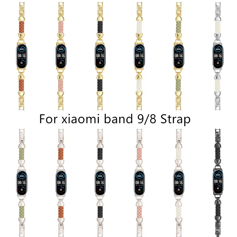 Strap for Xiaomi Mi Band 9 Stainless Steel Buckle Bracelet for Miband 8 NFC Fashion Lady Style Replacement Silicone Band