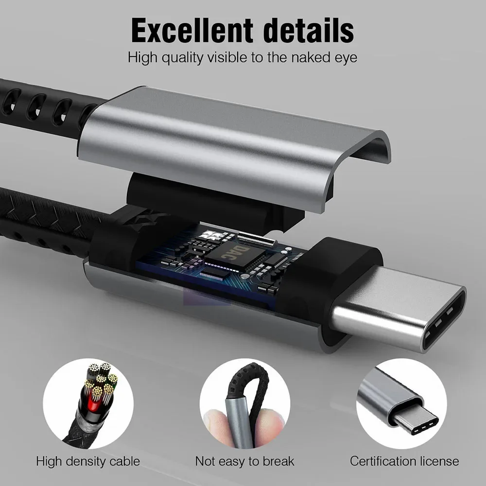 Adaptador DAC de Audio Hi Res HiFi tipo C a conector de 3,5mm, convertidor Dongle de 16 bits 48khz para auriculares Pixel Samsung S20 Xiaomi Win10 PC