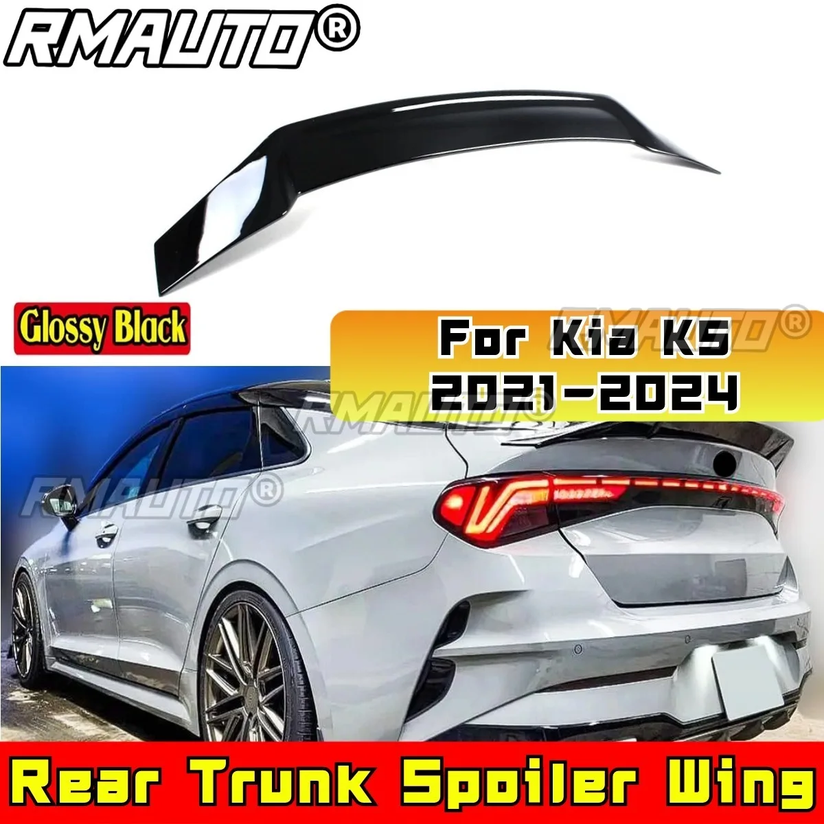 For Kia K5 2021-2024 Rear Roof Wing Rear Trunk Spoiler Wing Rear Trunk Spoiler Body Kit Car Accessories