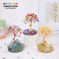 1PC Natural Crystal Tree Handmade Tree of Life Reiki Healing Mineral Specimen Home Decoration Gifts Souveni Drop Glue Resin Base