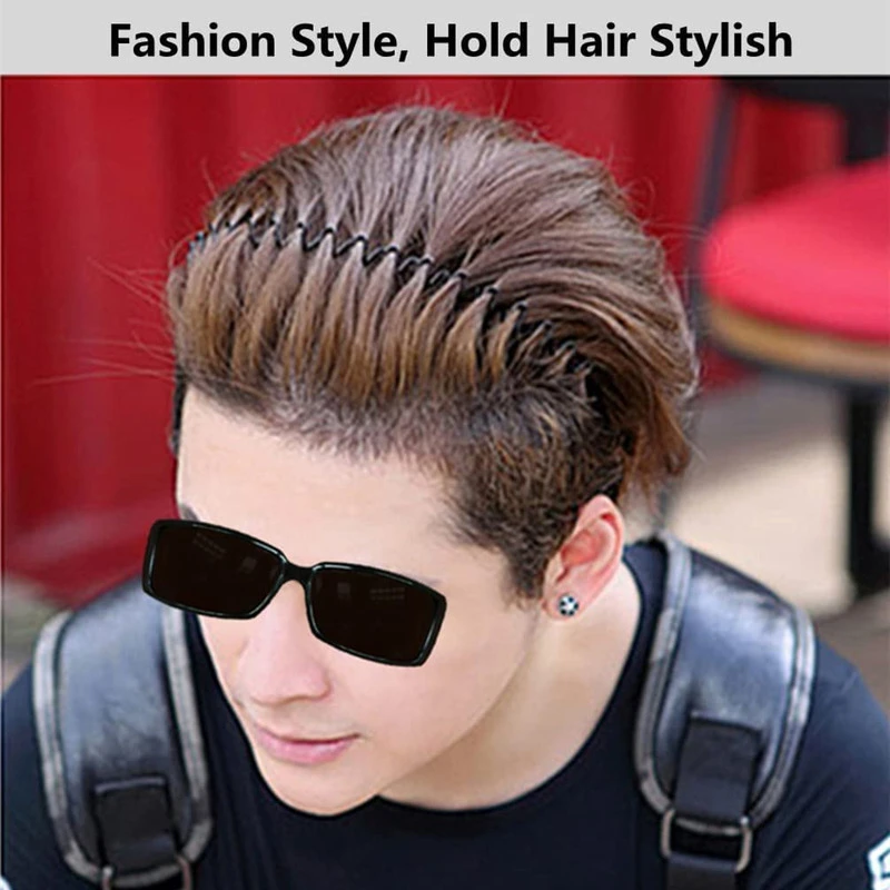 Metal Hair Band for Men Women\'s Headband Unisex Black Wavy Spring Sports Headbands  Hoop Clips Simple Women Accessories