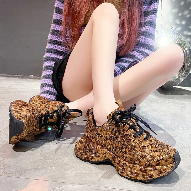 Luxury Full Diamond Thick soled Sneakers Designer Anti slip Running Shoes Women\'s Fashion Tennis ShoesHigh Quality Casual Shoes