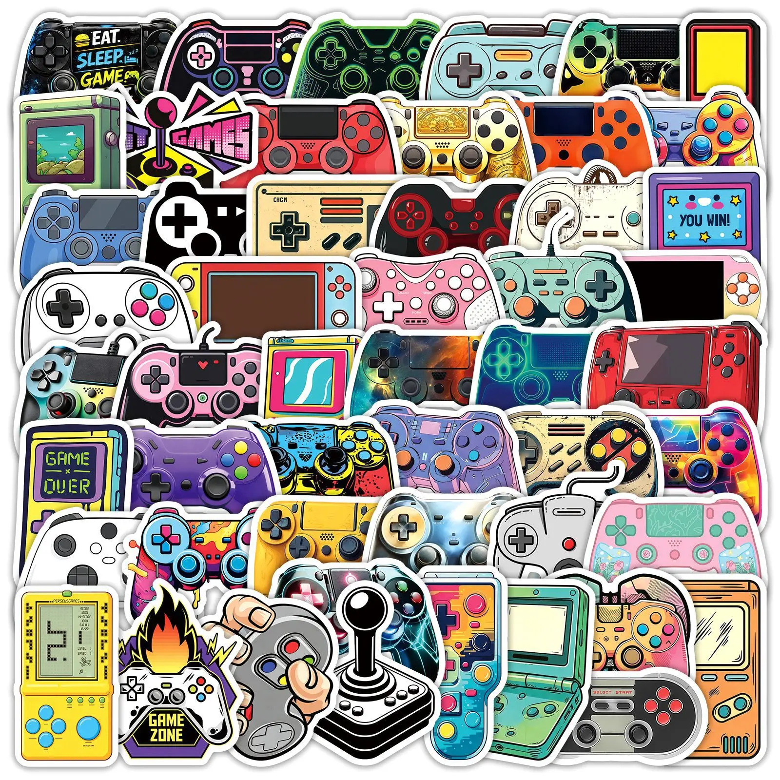 50 Pcs Vintage Cartoon Classic Game Controller Graffiti Stickers PVC Waterproof Decals for Phone Case Folder Laptop Gift