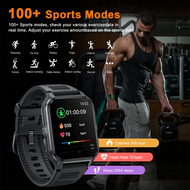 LIGE Smart Watch with 1.83-Inch Display