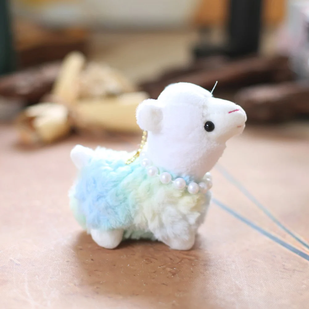 

2pcs Adorable Rainbow Alpaca Keychain Charm Soft Plush Toy Pendants Bag Hanging Decor Color Lifelike Appearance