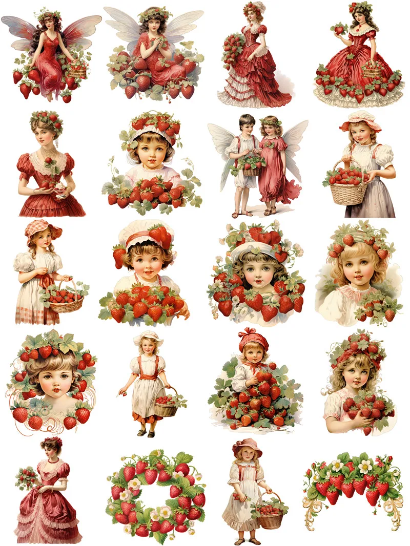 Vintage Strawberry  Stickers Crafts And Scrapbooking stickers kids toys book Decorative sticker DIY Stationery