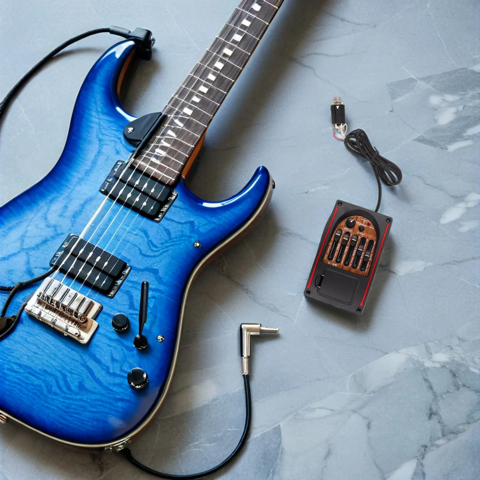 

5-Band Acoustic Guitar Preamp Pickup System with Built-in Endpin Cover Professional Eq Tuner for Live Studio Outdoor Performance