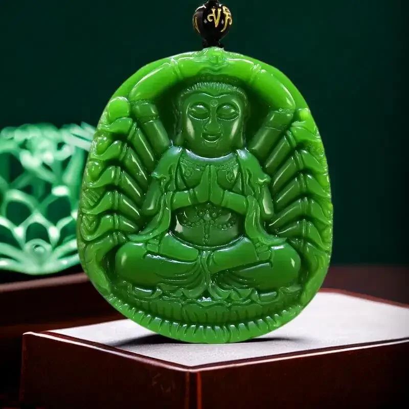 

Green Real Jade Guanyin Pendant Necklace Accessories Carved Jewelry Stone Gift Natural Jasper Fashion Designer Talismans Luxury