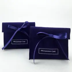 Custom  logo faux envelope jewellery package pouch  jewelry packaging gift bag pouch with flap for ring