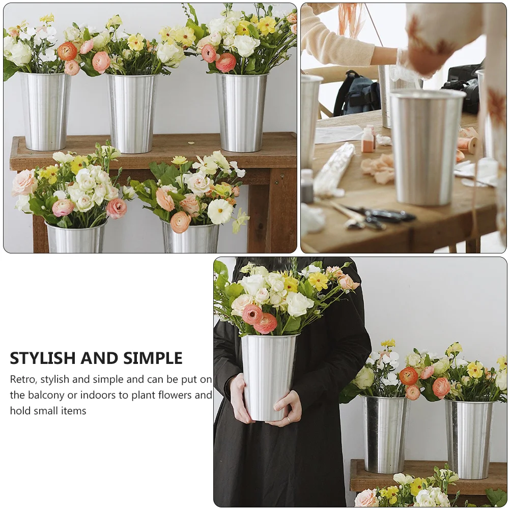 الكلاسيكية خمر دلو للزهور مادة الحديد دائم زارع دلو لترتيب الزهور ديكور حديقة المنزل زارع المنزل