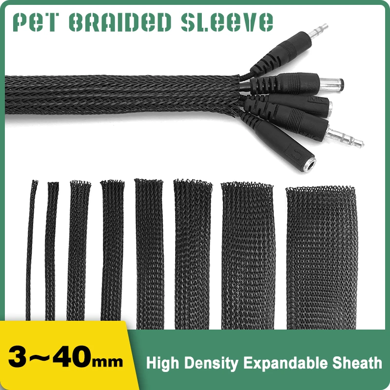 

5 ~ 10 метров, изолированная оплетка из ПЭТ, 2 ~ 30 мм, высококачественная огнестойкая трубка, плотно прилегающая - подходит для защиты проводного кабельного ввода