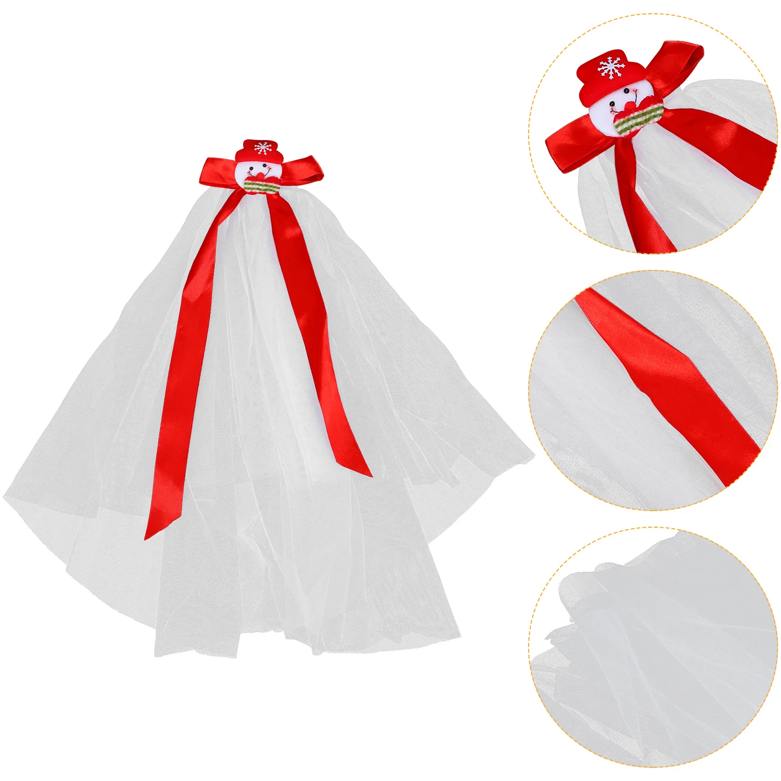 

Christmas Short Bow-Knot Bridal Veil Mini Hat Hair Comb Wedding Veil Tulle Elegant Festive Headdress Mini Hat Headdress