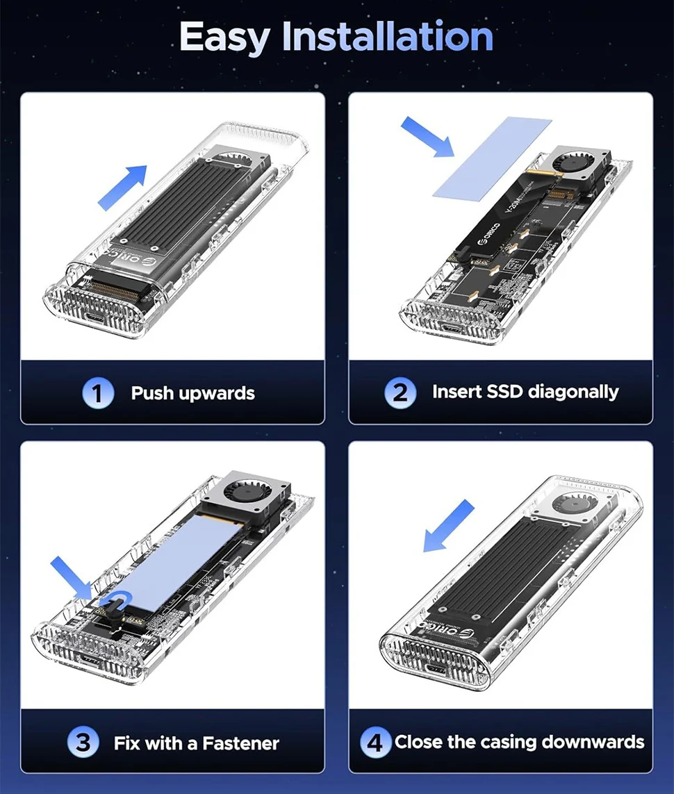 ORICO 40Gbps M.2 NVMe SSD Enclosure Type C 20Gbps M2 Hard Drive External Case HD Storage Box House Thunderbolt 3/4 USB4/3.2/3.0