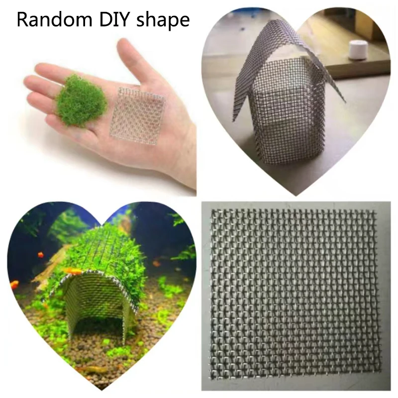 2PCs Stainless Steel Wire Mesh Pad Aquarium Fish Tank Decoration Plants Moss Net Decor 8x8 cm Fish Aquarium Decor Accessories