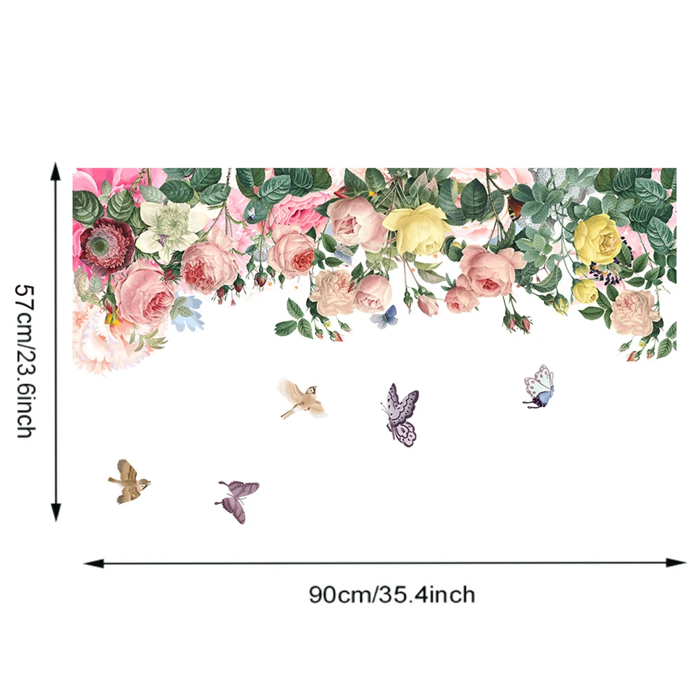 Home Living Room Wall Sticker Wallpaper Painting Art Stickers Background Wall Butterfly Flowers Creative Flowers Fresh