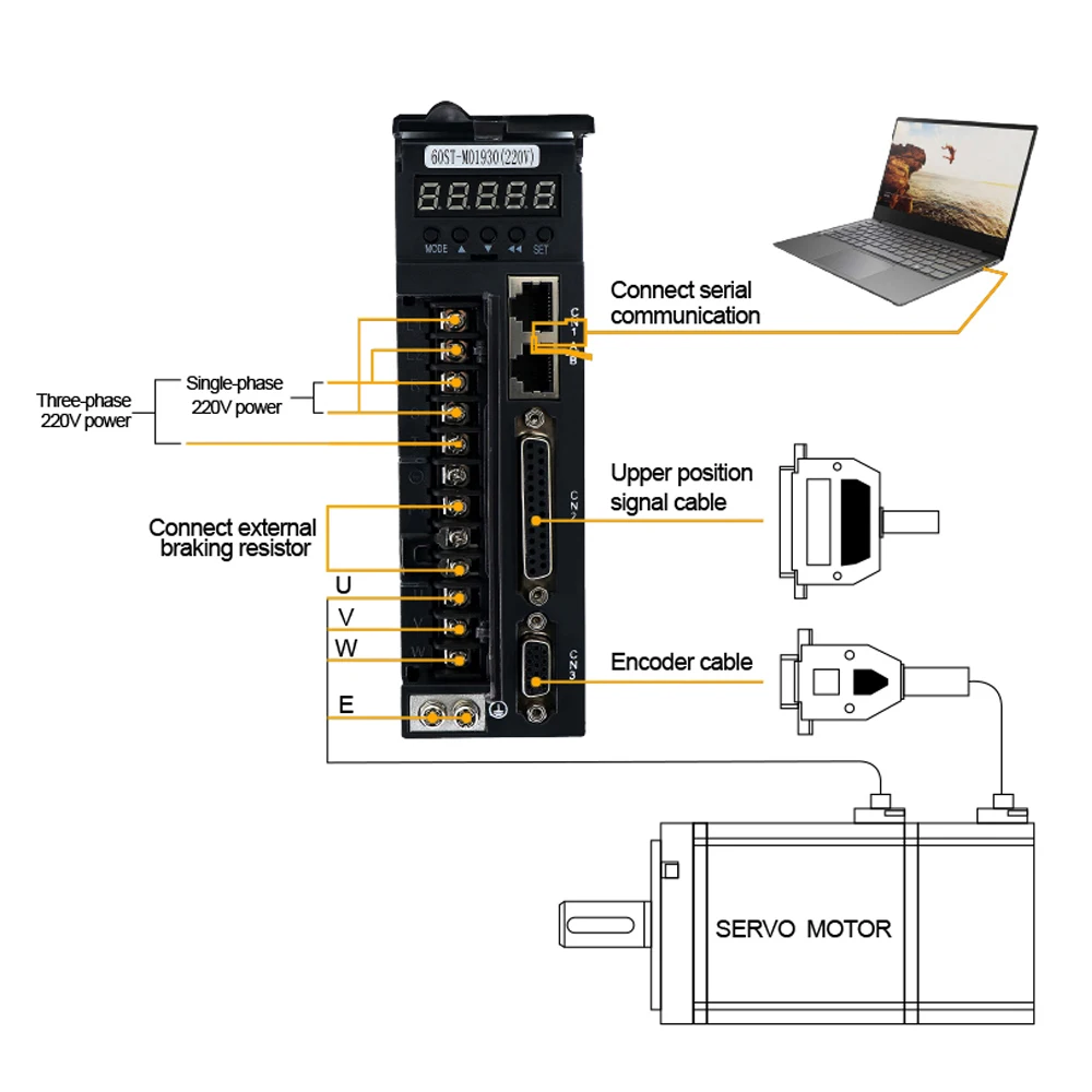 Imagem -03 - Conjunto 220 W100w 80st-m02430 60st-m01330 40st-m00330 90st-m02430 Rs485 1000 Linha tipo Encoder do Incremento do Motorista do Servo Motor da C.a. 2500 v