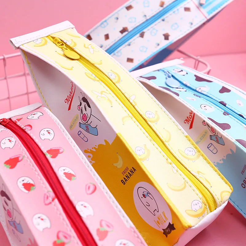 Cartoon Milk Carton Pencil Case Girl Heart Cute Large Capacity Primary School Stationery Box Female Simple Pencil Case