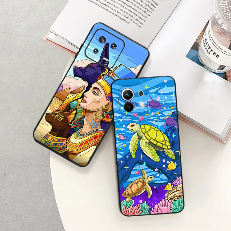 Matte Phone Cases For Redmi 12 12c 13c Note12 Note13 Pro Abstract Loong Hourglass Phoenix Xiaomi 13 12x 12t 12s Soft Black Cover