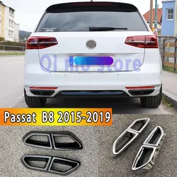 For VW Passat B8 Variant 2015-2019 Rline Rear Exhaust Modification Four Holes Chrome Exhaust Diffuser Frame Matte Black body Kit