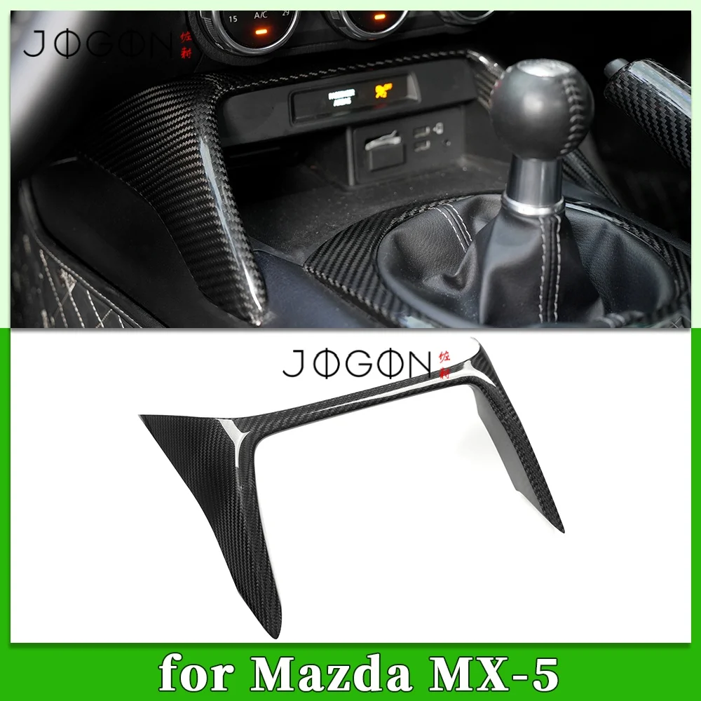 Carbon Fiber Car Interior Center Gear Shift Panle Front Strip Cover Trim Accessories For Mazda MX-5 MX5 Miata ND 2016-2025
