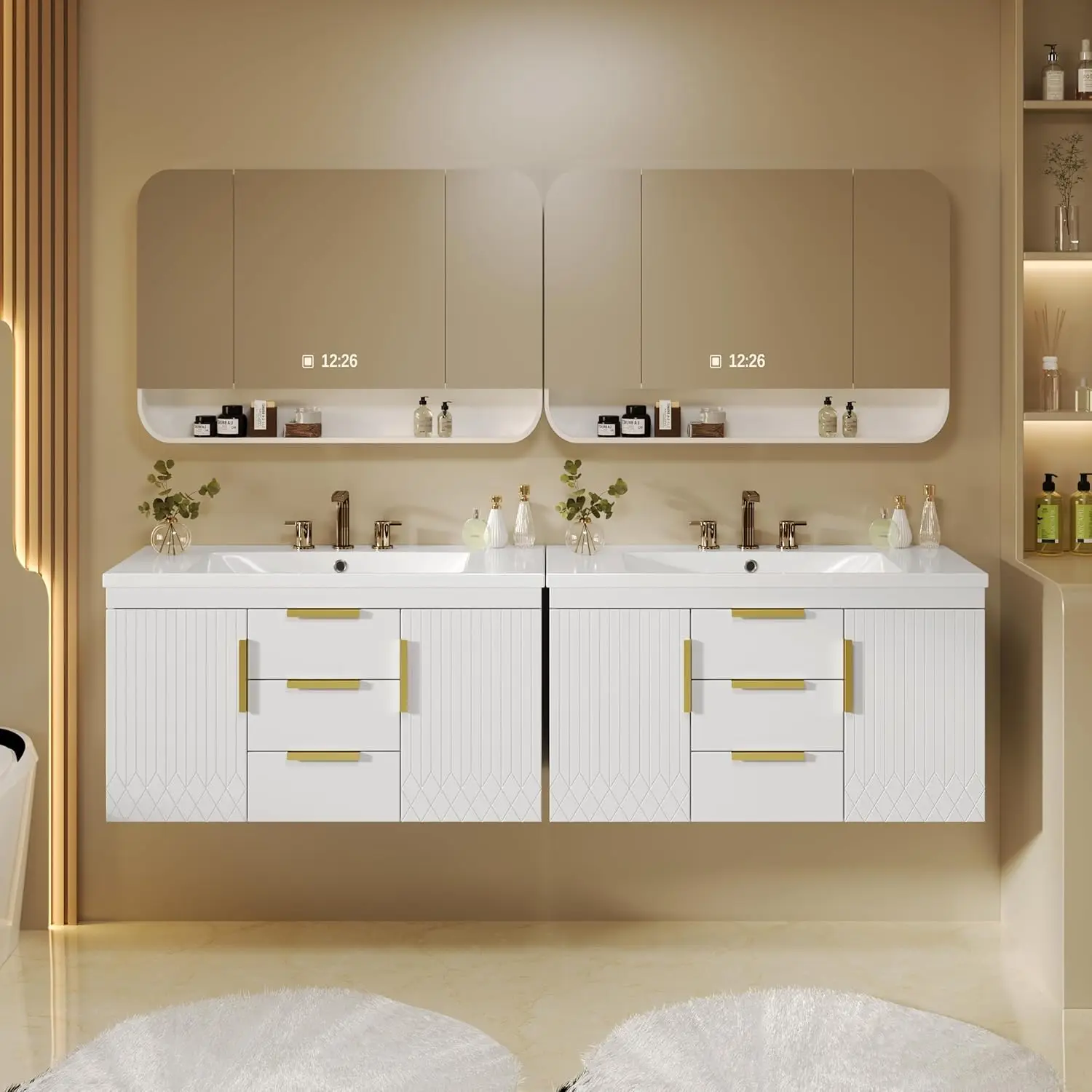 36" Wall‑Mounted Bathroom Vanity Set with Sink, 2 Doors & 2 Drawers 3