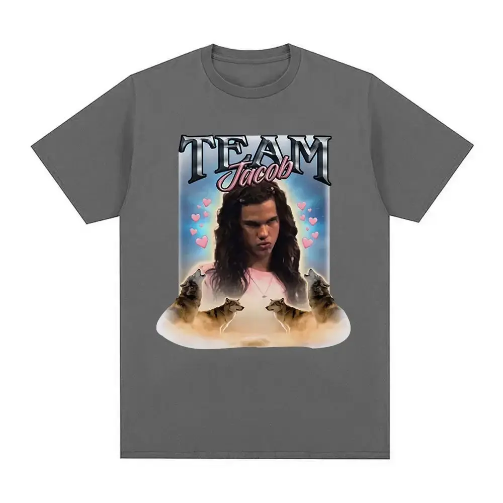 Y2K تي شيرت كلاسيكي فريق جاكوب فريق إدوارد نمط تي شيرت متعة ميمي ملابس بأكمام قصيرة المتضخم تي شيرت ملابس الشارع للجنسين