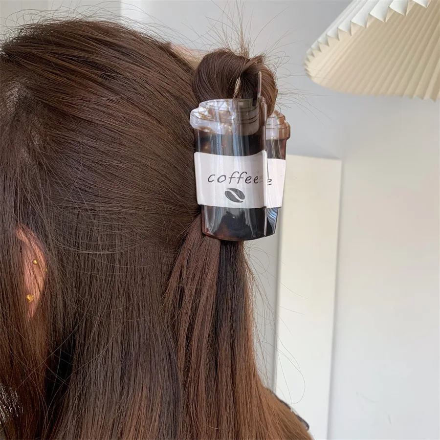 

NEW 9.3CM Coffee Cup Shaped Hair Claw Autumn Winter Acrylic Claw Clips Trendy Hair Clips for Women Girls INS Hair Accessories