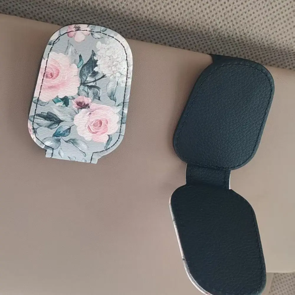 Creative Magnetic Car Eyeglass Clips PU Leather Stable Hanging Car Sunglasses Holder Portable Magnetic Clip