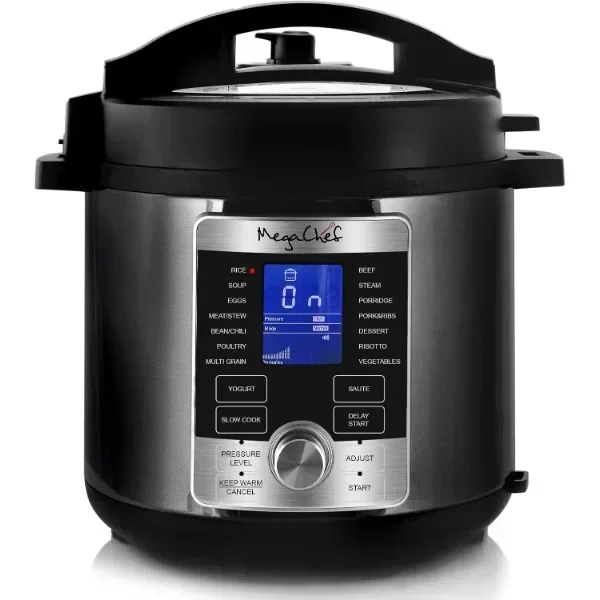 Megachef 6 Quart Stainless Steel Electric Digital Pressure Cooker with Lid