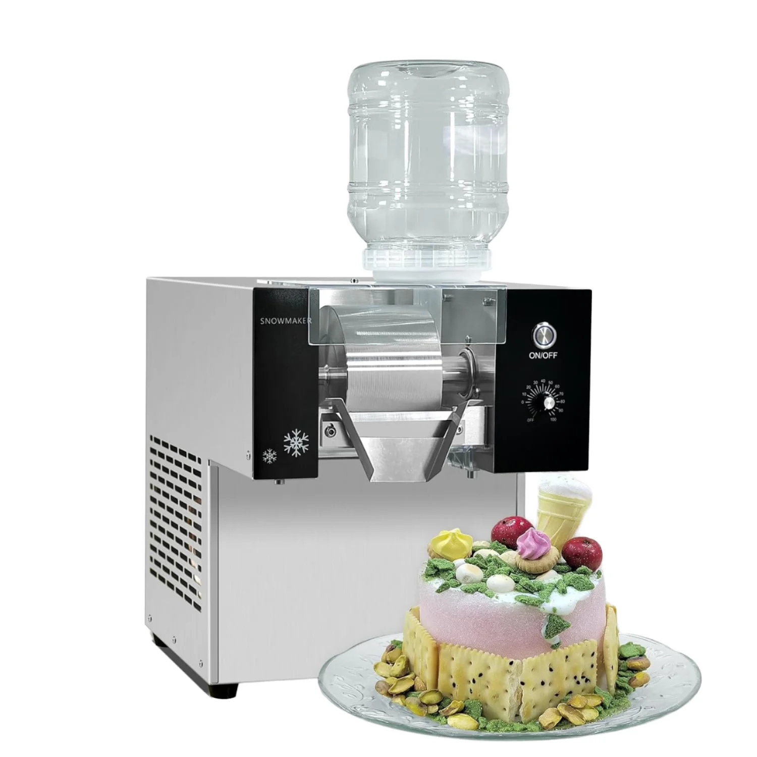 Semi-Automatic 80kg/24h Rapid Commercial Use 760W Easily Clean Bingsu Machine Portable Stainless Steel Flake Ice Maker
