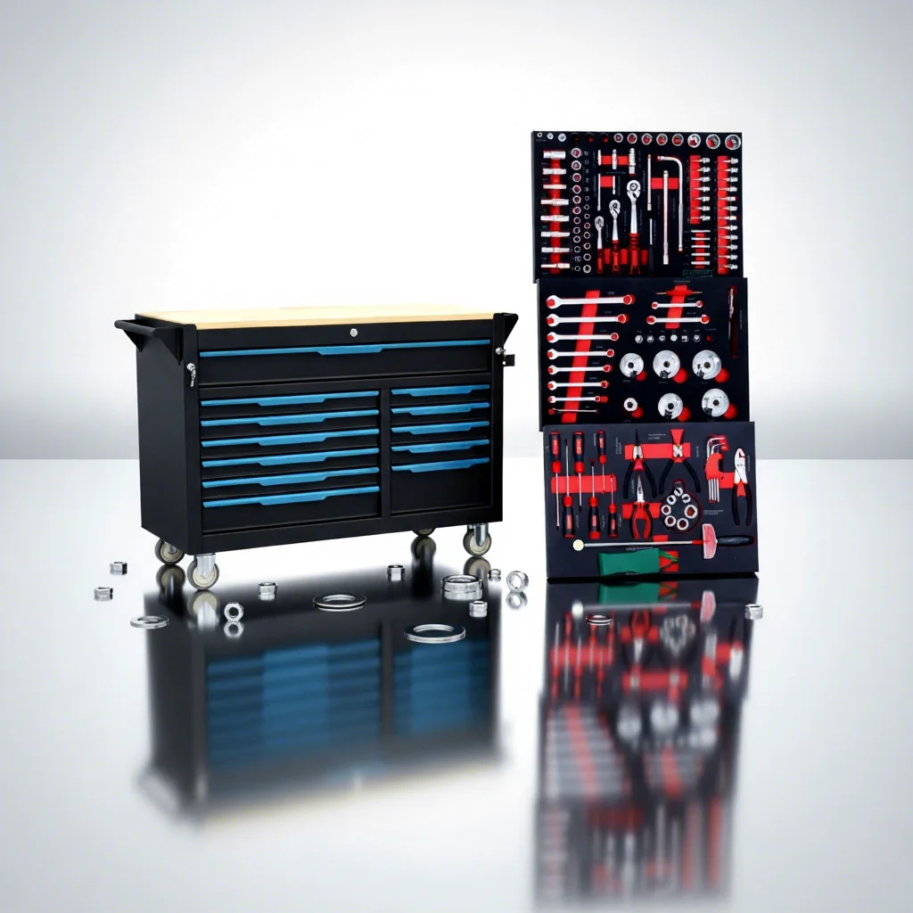 

Black And BlueTool Multi-Drawer With Tools Factory OEM Large Capacity Tool Storage Cabinet Tool Set Combination Tool Cabinets