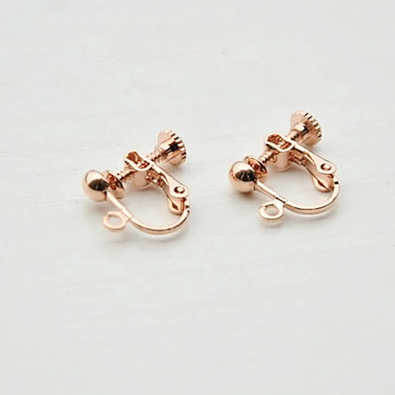 20PCS 14x17mm Brass Round Head Screw Ear Clip DIY Handmade Clip On Earrings Parts No Pierced Ear Clips Jewelry Making Findings