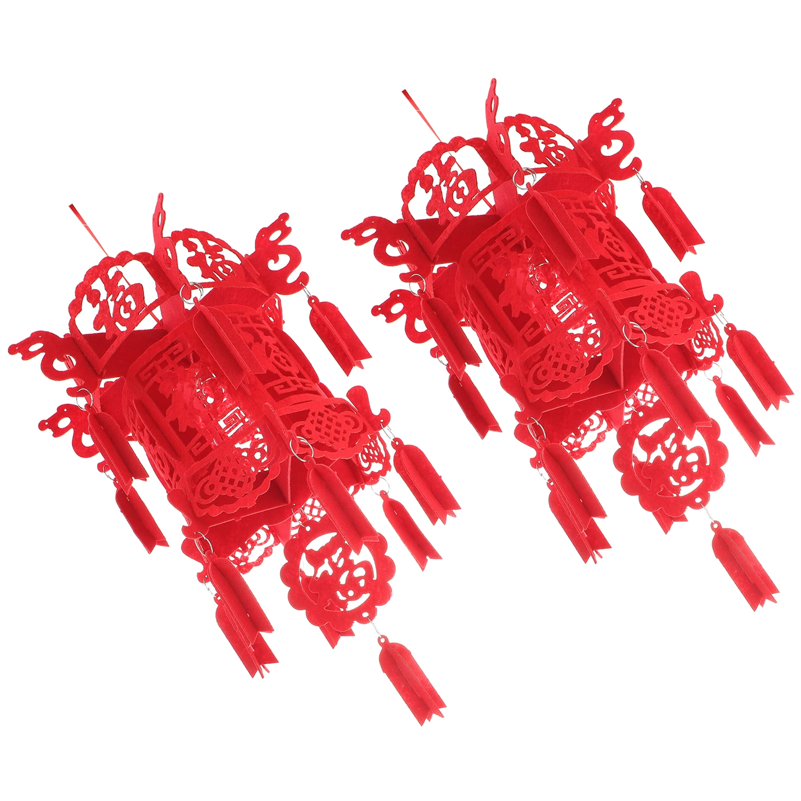

2Pcs Red Hanging Decorations Non-woven Spring Festival Palace Blessing Lamp Layout Scene Outdoor Indoor