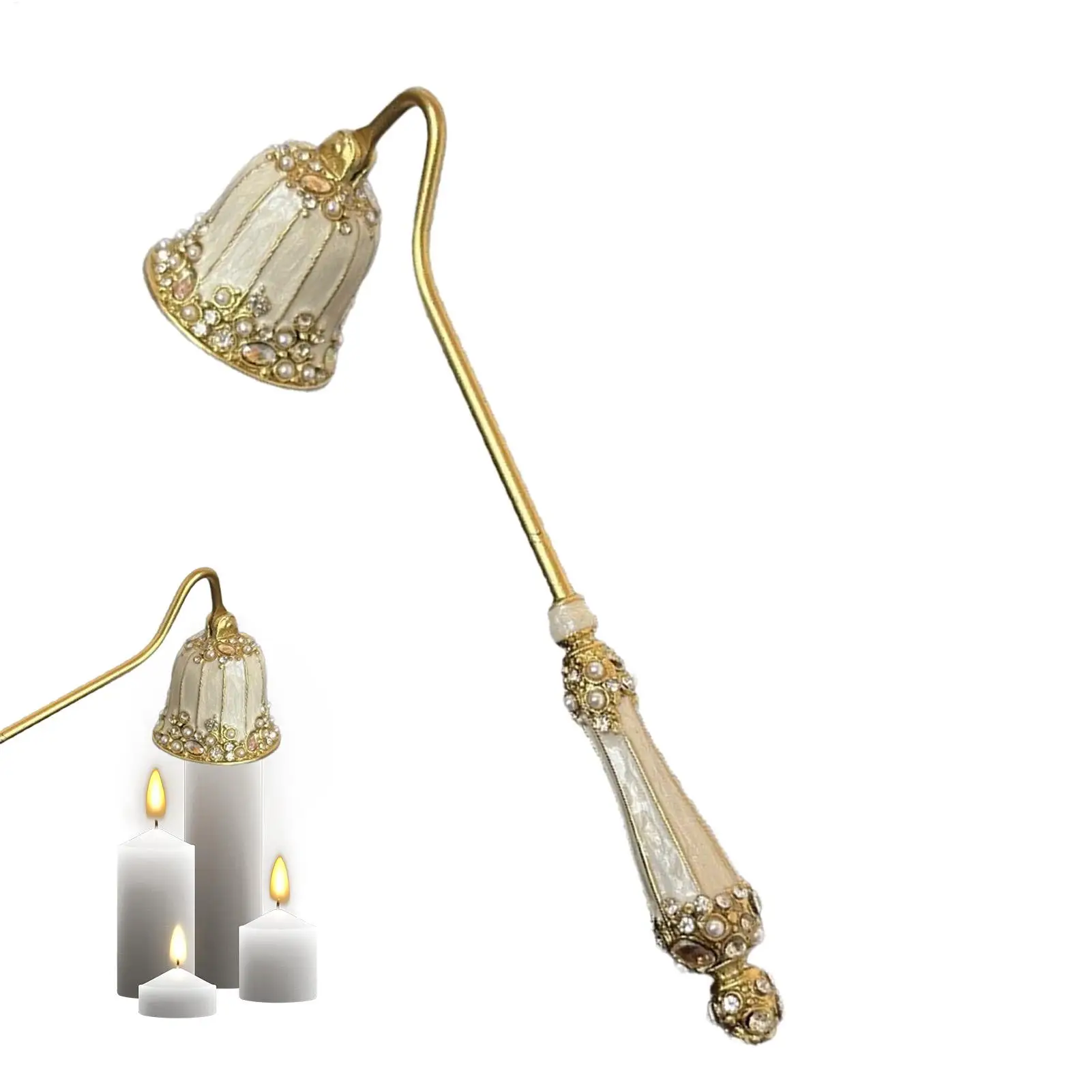 Elegant Candle Extinguisher With Long Handle Candle Snuffer Metal Wick Flame Snuffer For Home Living Room Decoration Gift