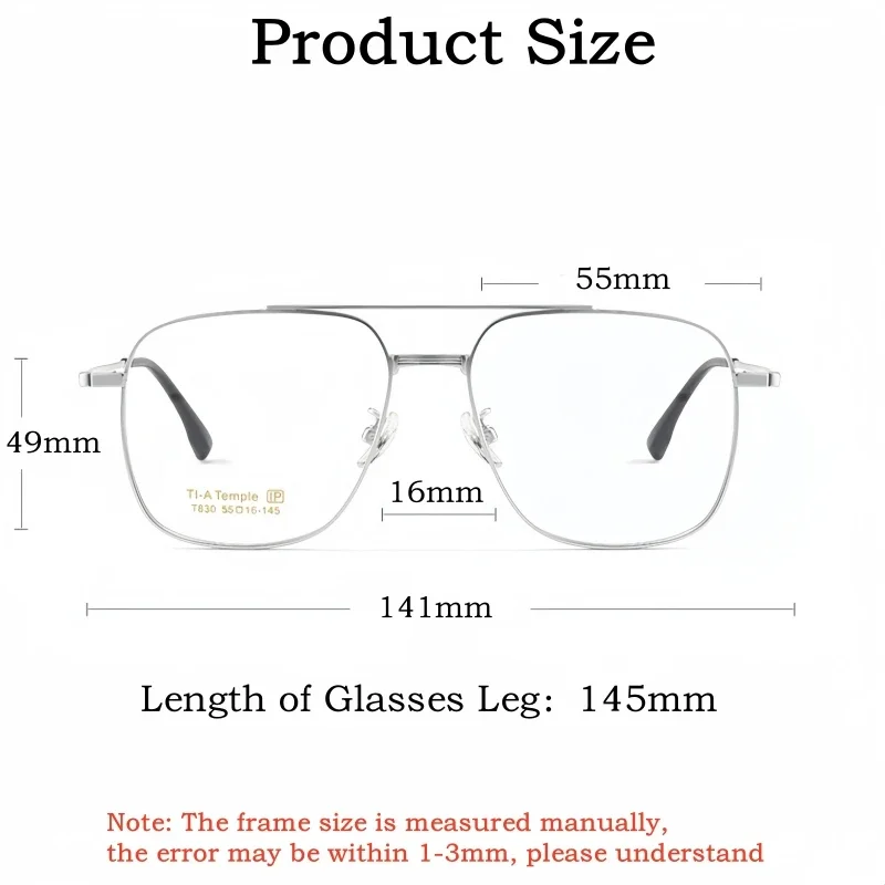 OLLYMURS Ultralight Pilot Men's Glasses Fashion Retro Titanium Double Beam Optical Prescription Eyeglasses Frames Women T830T
