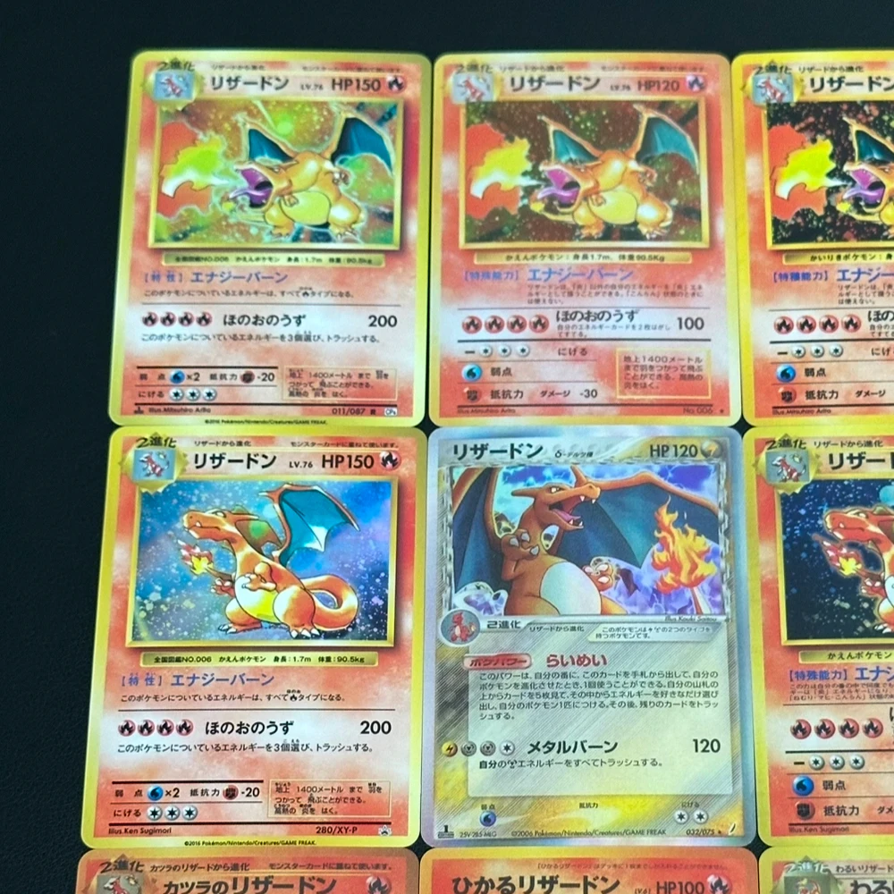 9Pcs/set Diy Self Made Ptcg Charizard Series Collection Card Color Flash Ptcg Classic Charizard Anime Cards Gift Toys