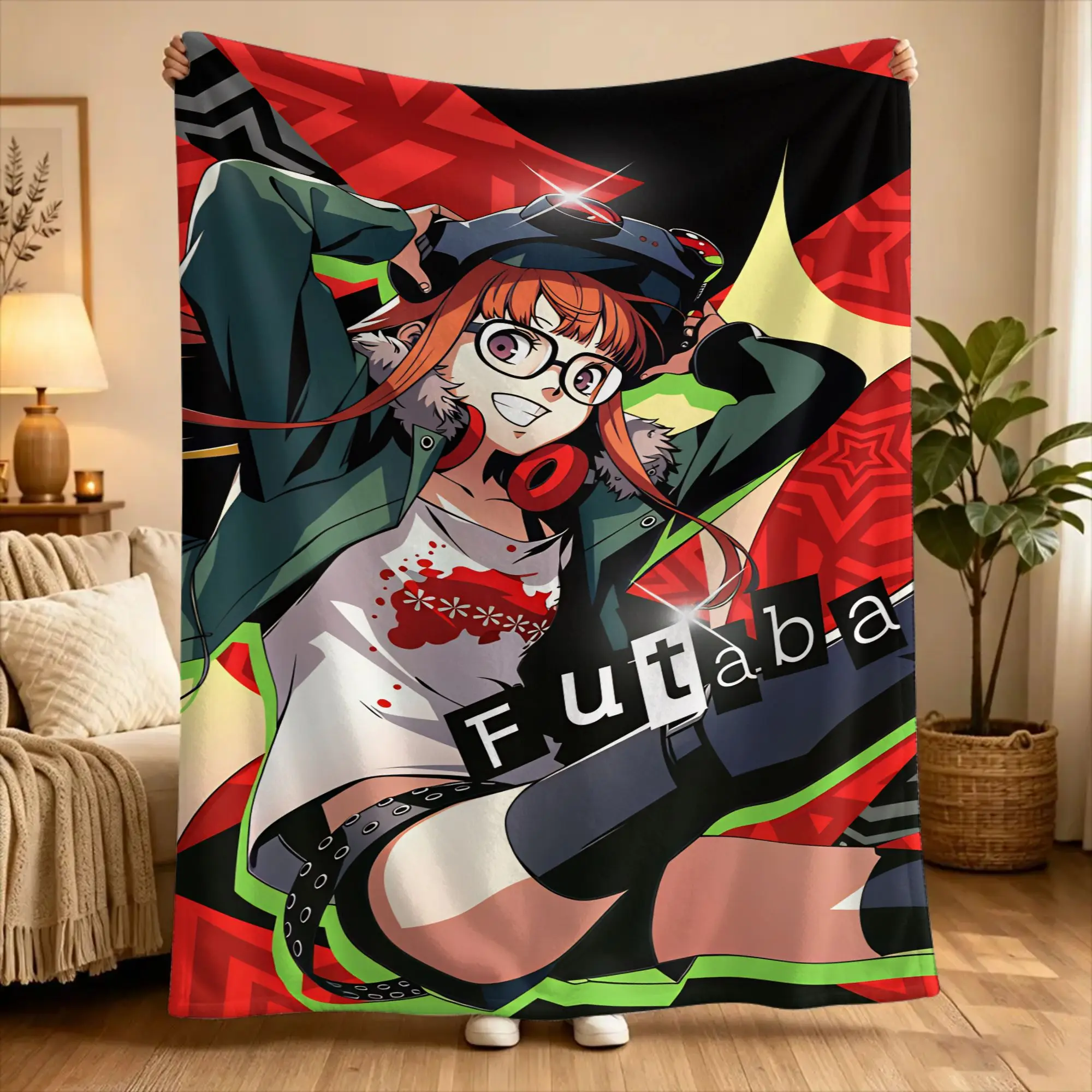 P5 Futaba Sakura Joker Warm Blankets  Students Plush Throw Blanket Funny Couch Chair Flannel Bedspread Sofa Bed Cover