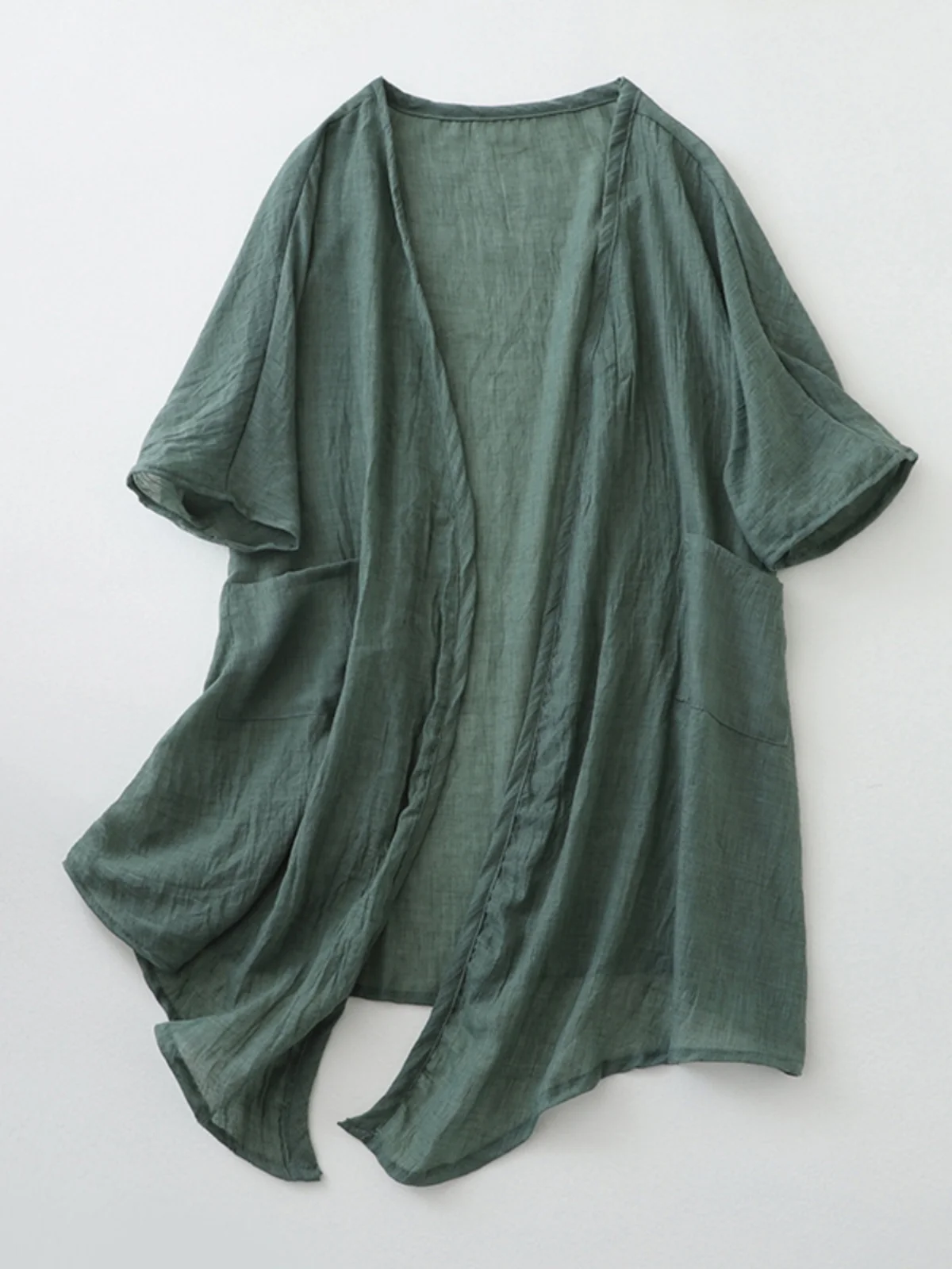 معطف نسائي من القطن والكتان للحماية من الشمس معطف irt ملابس خارجية للصيف والخريف مع حزام فستان سترة طويلة Sve V-Ne Midi irt #4