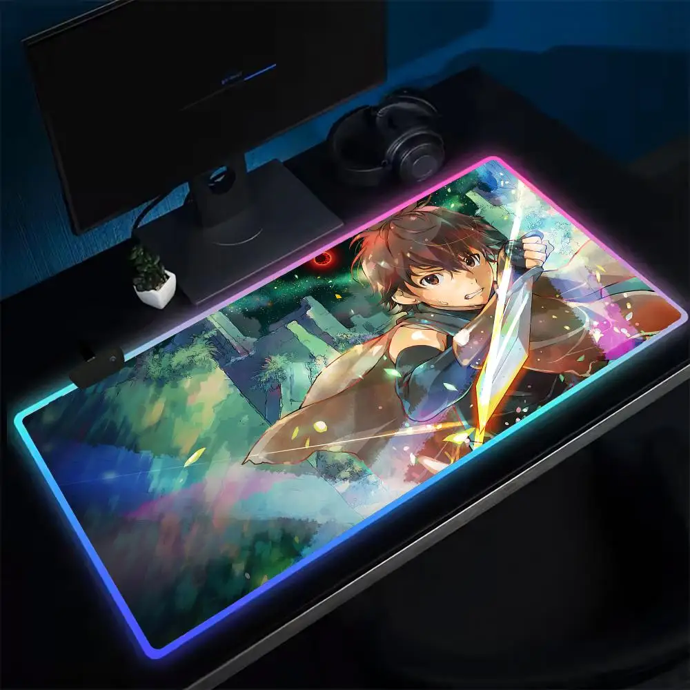 Game Grimgar Of Fantasy And Ash Mouse Pad Anime Gaming Mouse Pad LED Table Pads Backlit Rubber Desktop XXL RGB Desk Mats