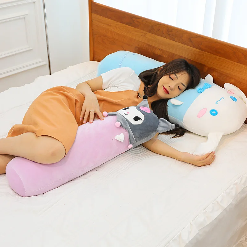 Coussin en peluche Sanurgente Hello Kitty Melody Kuromi pour enfants, oreiller long, jouets en peluche, Kawaii, doux, coussin au beurre, dessin animé, enfants, filles, cadeaux de couchage, 100cm