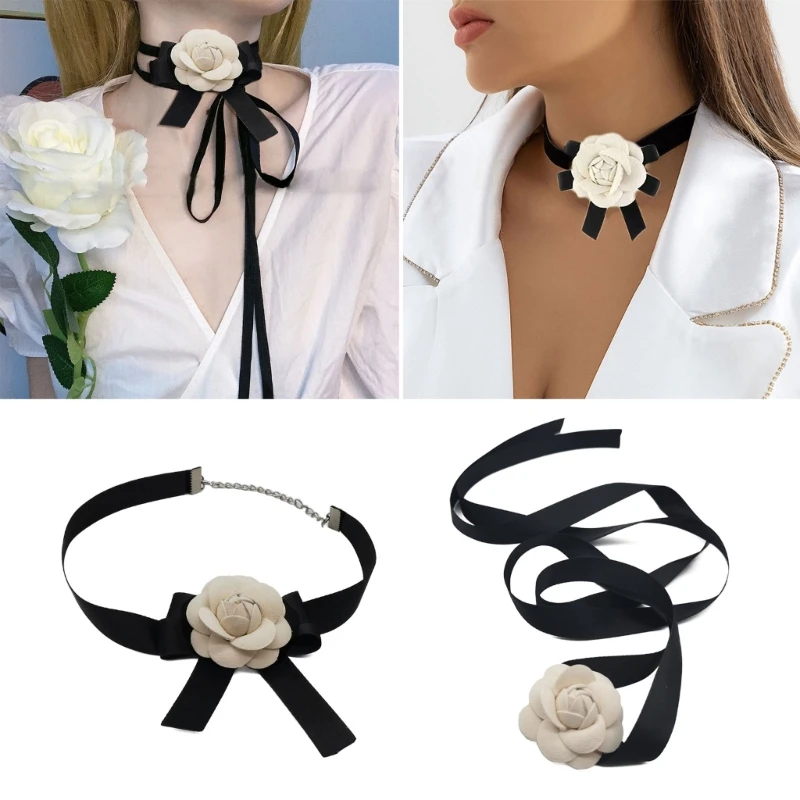 Colar camélia colar bowtie gargantilha jóias feminino clavícula corrente colar dropsale