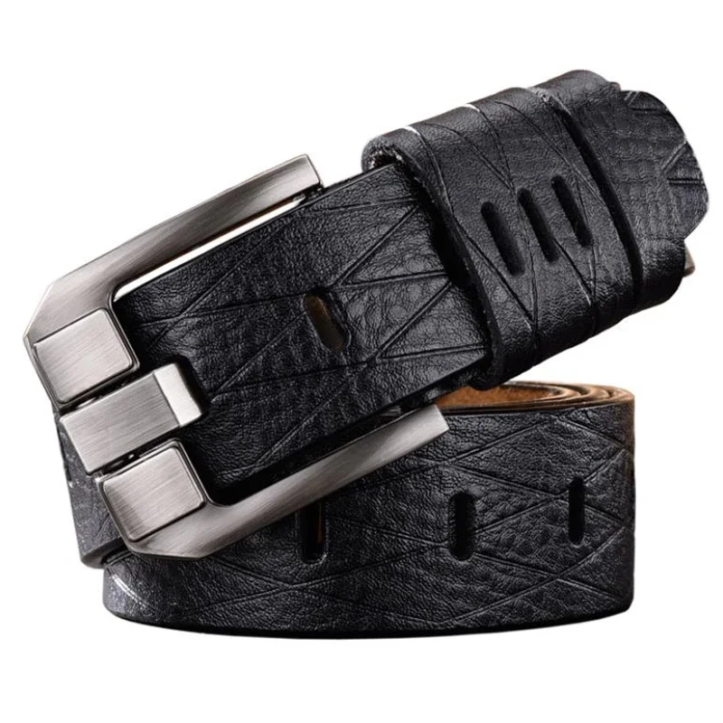 Cow Genuine Leather Luxury Strap Male Belts for Men New Large Plus Size105-130cm Vintage Pin Buckle Men Belt High Quality